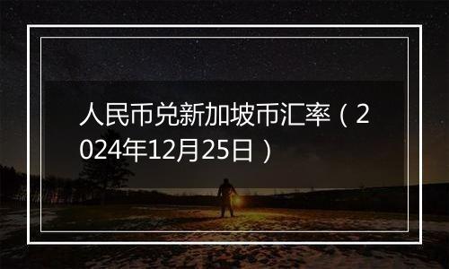 人民币兑新加坡币汇率（2024年12月25日）