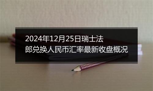 2024年12月25日瑞士法郎兑换人民币汇率最新收盘概况