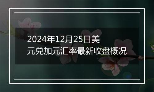 2024年12月25日美元兑加元汇率最新收盘概况