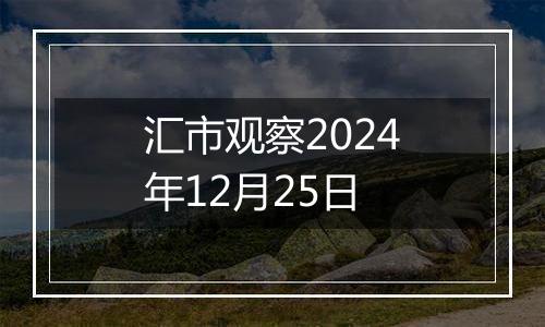 汇市观察2024年12月25日