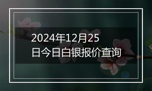 2024年12月25日今日白银报价查询