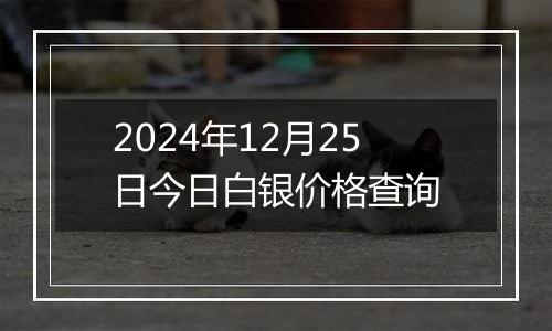 2024年12月25日今日白银价格查询