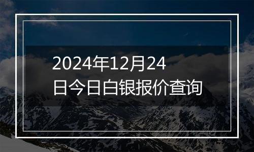 2024年12月24日今日白银报价查询