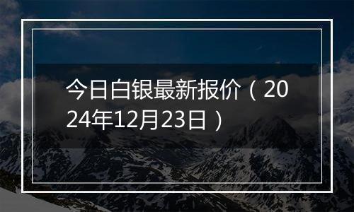 今日白银最新报价（2024年12月23日）