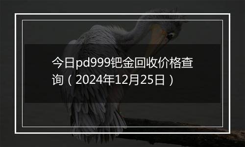 今日pd999钯金回收价格查询（2024年12月25日）