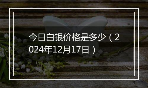 今日白银价格是多少（2024年12月17日）