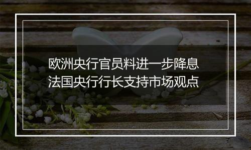 欧洲央行官员料进一步降息 法国央行行长支持市场观点