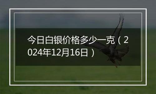 今日白银价格多少一克（2024年12月16日）