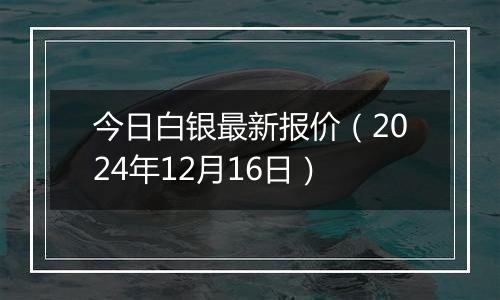 今日白银最新报价（2024年12月16日）