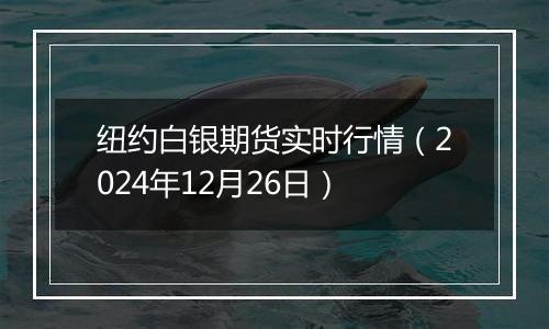 纽约白银期货实时行情（2024年12月26日）