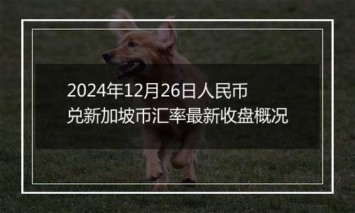 2024年12月26日人民币兑新加坡币汇率最新收盘概况