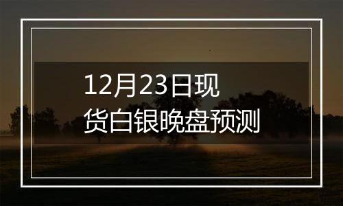 12月23日现货白银晚盘预测