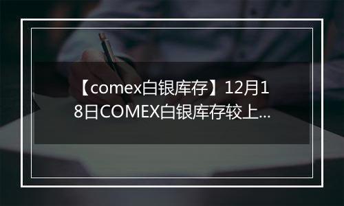 【comex白银库存】12月18日COMEX白银库存较上一日增持18.42吨