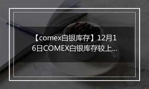 【comex白银库存】12月16日COMEX白银库存较上一日减持19.11吨