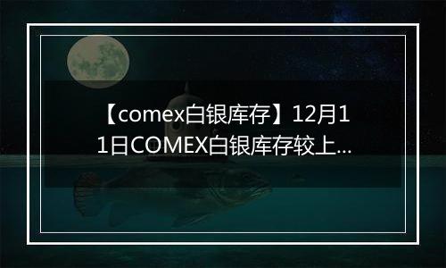 【comex白银库存】12月11日COMEX白银库存较上一日增持6.43吨