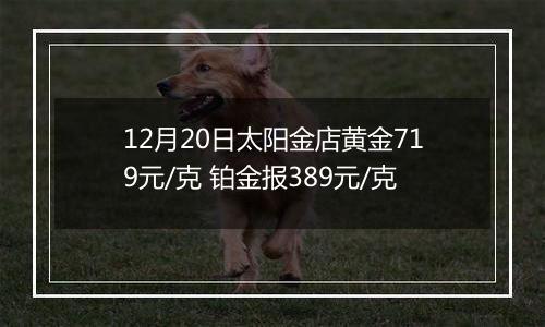 12月20日太阳金店黄金719元/克 铂金报389元/克