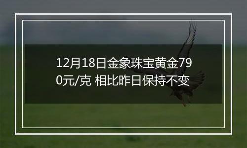 12月18日金象珠宝黄金790元/克 相比昨日保持不变