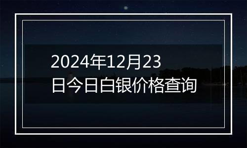 2024年12月23日今日白银价格查询