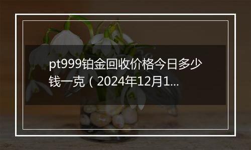 pt999铂金回收价格今日多少钱一克（2024年12月19日）