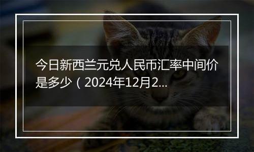 今日新西兰元兑人民币汇率中间价是多少（2024年12月27日）