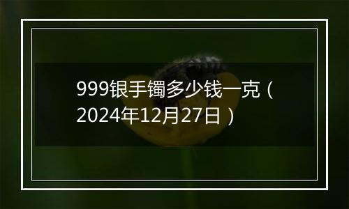 999银手镯多少钱一克（2024年12月27日）