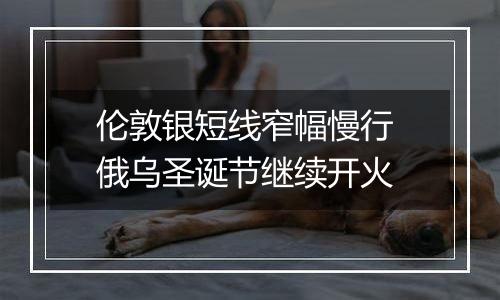 伦敦银短线窄幅慢行 俄乌圣诞节继续开火