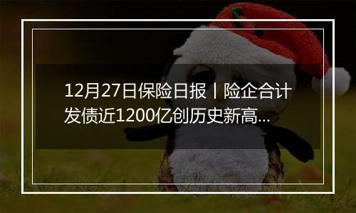 12月27日保险日报丨险企合计发债近1200亿创历史新高，年内15家险企股权挂牌，险企奋战“开门红”！