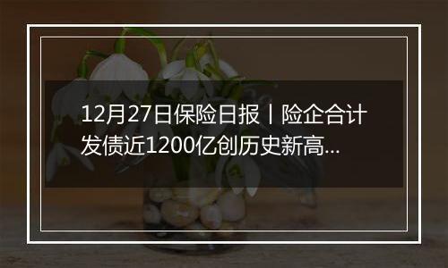 12月27日保险日报丨险企合计发债近1200亿创历史新高，年内15家险企股权挂牌，险企奋战“开门红”！