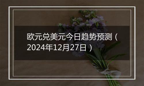 欧元兑美元今日趋势预测（2024年12月27日）