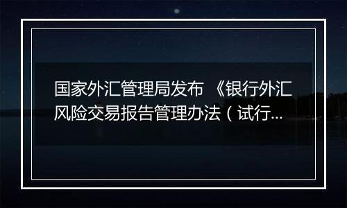 国家外汇管理局发布 《银行外汇风险交易报告管理办法（试行）》