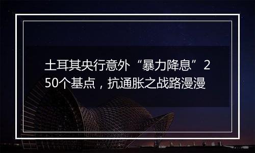 土耳其央行意外“暴力降息”250个基点，抗通胀之战路漫漫