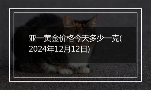 亚一黄金价格今天多少一克(2024年12月12日)