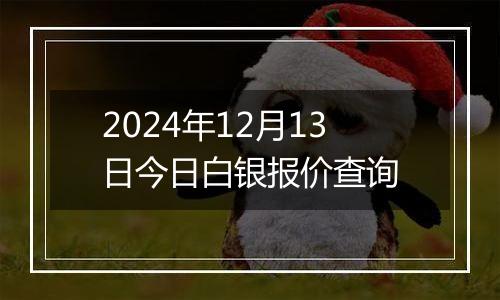 2024年12月13日今日白银报价查询