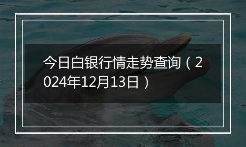 今日白银行情走势查询（2024年12月13日）