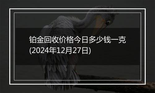 铂金回收价格今日多少钱一克(2024年12月27日)