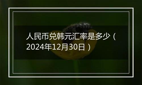 人民币兑韩元汇率是多少（2024年12月30日）