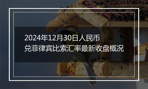 2024年12月30日人民币兑菲律宾比索汇率最新收盘概况