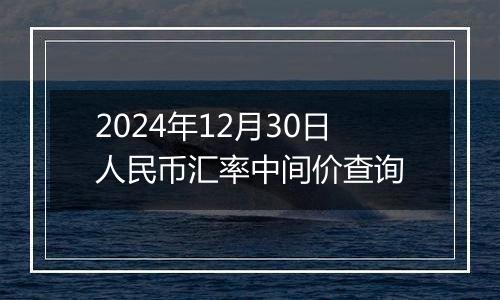 2024年12月30日人民币汇率中间价查询