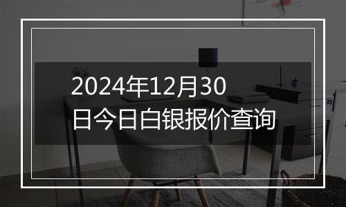 2024年12月30日今日白银报价查询