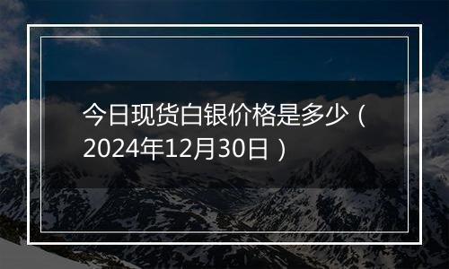 今日现货白银价格是多少（2024年12月30日）