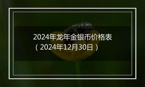 2024年龙年金银币价格表（2024年12月30日）