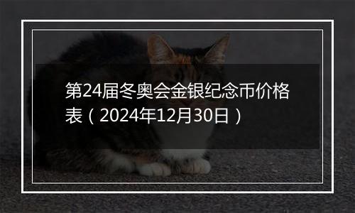 第24届冬奥会金银纪念币价格表（2024年12月30日）