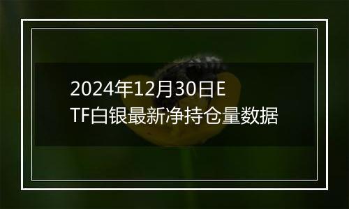 2024年12月30日ETF白银最新净持仓量数据