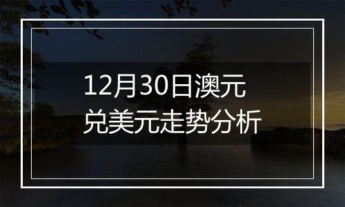 12月30日澳元兑美元走势分析