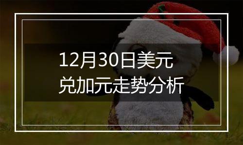 12月30日美元兑加元走势分析