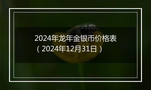 2024年龙年金银币价格表（2024年12月31日）