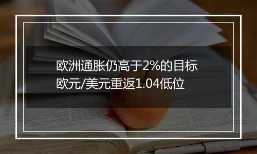 欧洲通胀仍高于2%的目标 欧元/美元重返1.04低位