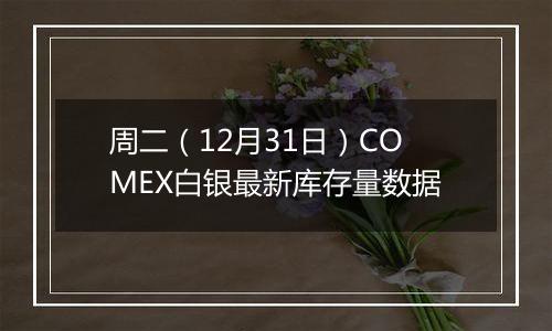 周二（12月31日）COMEX白银最新库存量数据